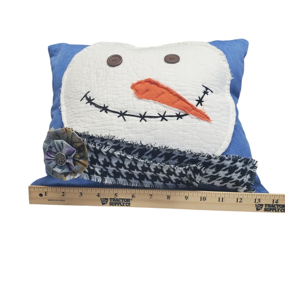 NEW Homemade Snowman Decorative Pillow Set - Blue and White